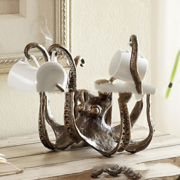 Octopus Tea Cup Holder Large Decorative Resin Octopus Table Topper Statue For Home Office Decoration - Image 5