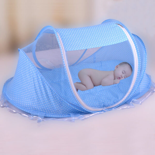 Foldable Baby Mosquito Net with Pillow – Portable 2-Piece Infant Bed Canopy for Bug Protection