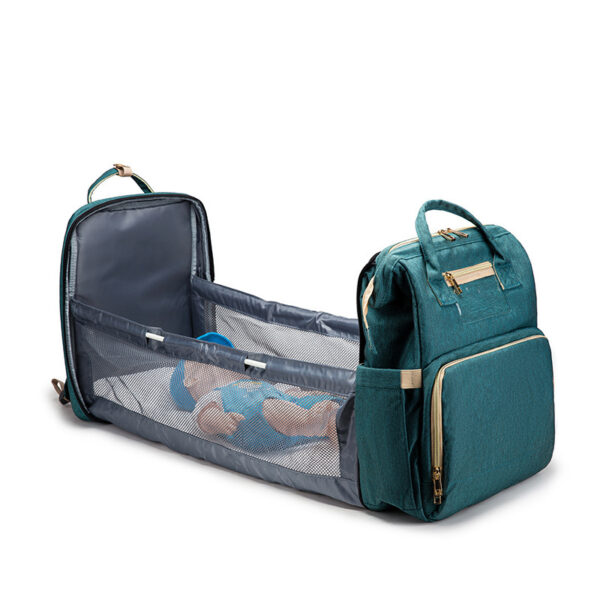 USB Charging Mommy Bed Backpack – Large Capacity Multi-Function Foldable Diaper Bag - Image 7