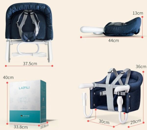 Portable Foldable Baby Highchair – Washable Booster Seat with Safety Belt & Hook-On Harness - Image 2