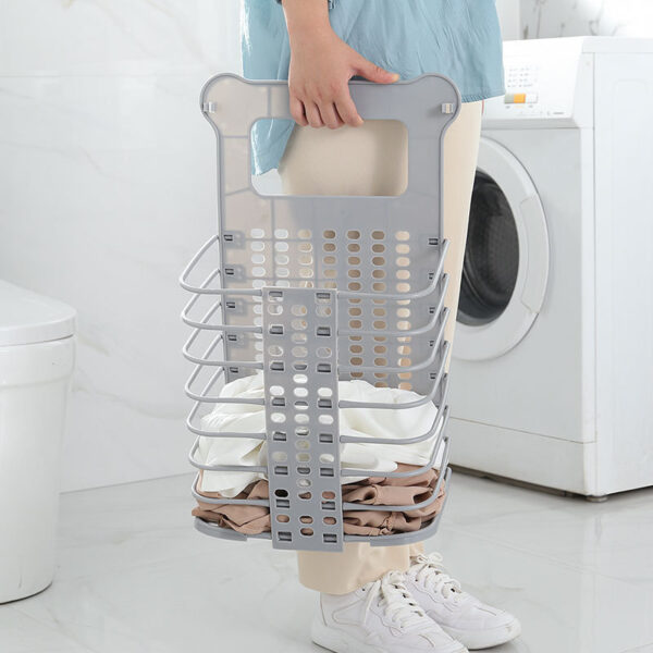 Foldable Laundry Storage Basket With Handle Dirty Cloth Toy Standing Organizer Basket - Image 2