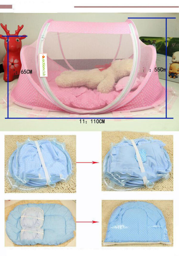 Foldable Baby Mosquito Net with Pillow – Portable 2-Piece Infant Bed Canopy for Bug Protection - Image 5