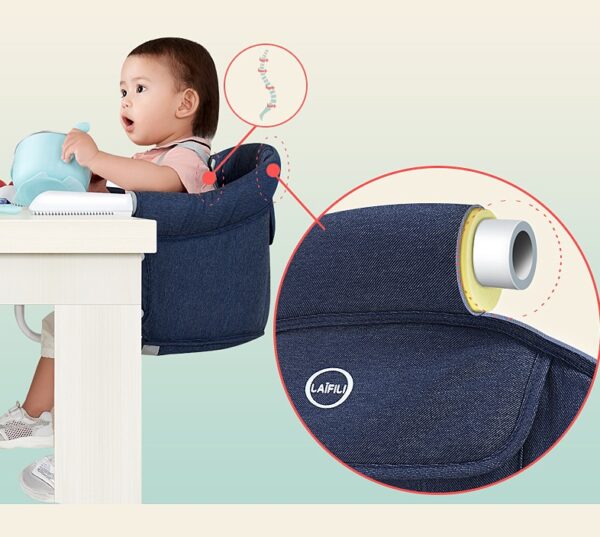 Portable Foldable Baby Highchair – Washable Booster Seat with Safety Belt & Hook-On Harness - Image 3