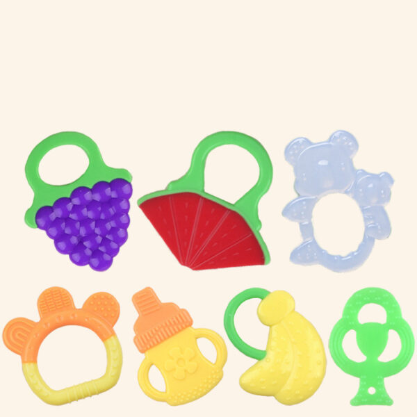 Soft Silicone Baby Teething Toy – Fruit-Shaped Teether Holder for Toddlers & Infants