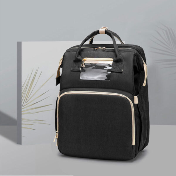 USB Charging Mommy Bed Backpack – Large Capacity Multi-Function Foldable Diaper Bag - Image 3