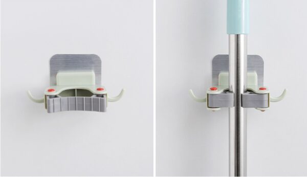 Nail-free multi-function traceless mop holder receives mop hook bathroom wall hanging broom holder mop clip - Image 3