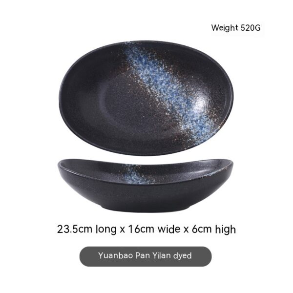Japanese-style Ceramic Salad Dish Deep Plates Oval Ingot Plate - Image 3