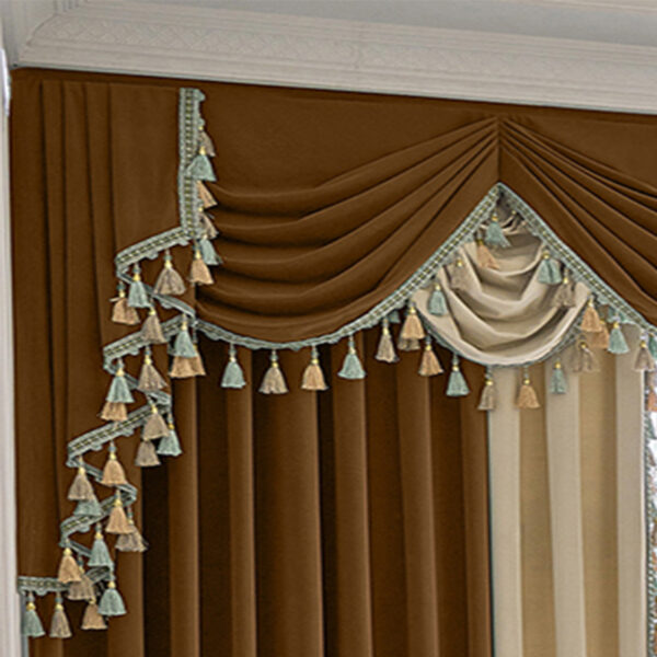 Finished Retro Villa Living Room Bedroom High-grade Thickened Light Luxury Velvet Splicing Curtains, Curtain Drapes Need To Be Purchased - Image 7
