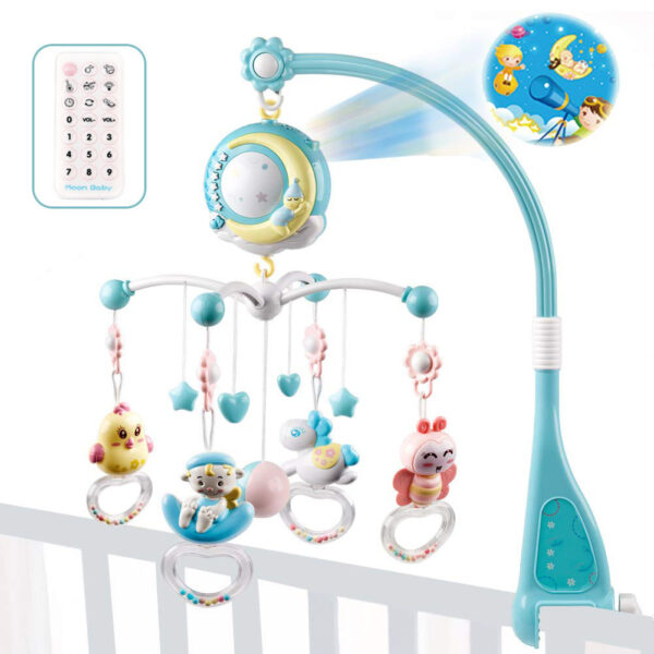 Musical Crib Mobile with Rattles & Projection – Rotating Bed Bell Toy for Newborns & Infants