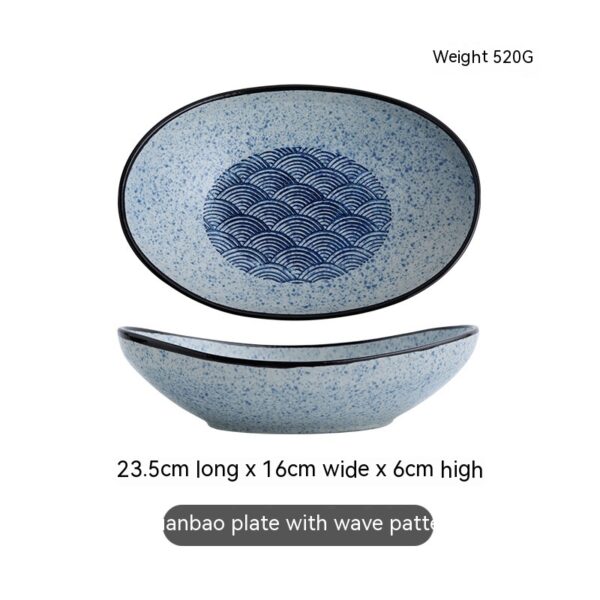 Japanese-style Ceramic Salad Dish Deep Plates Oval Ingot Plate - Image 8