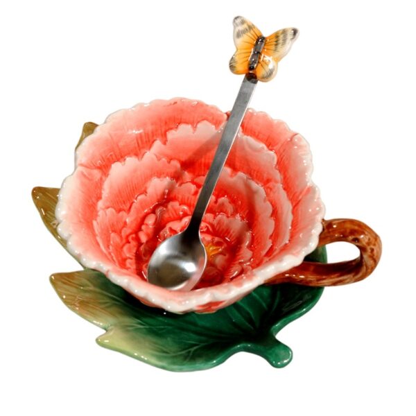 European Style Luxury Flower Ceramic Afternoon Tea Coffee Cup and Saucer Set - Image 3