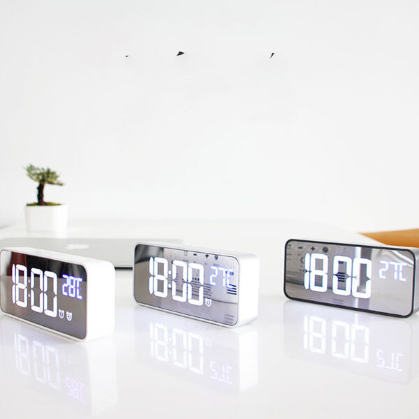 Music LED Digital Alarm Clock Temperature Date Display Desktop Mirror Clocks Home Table Decoration Electronic Clock - Image 9