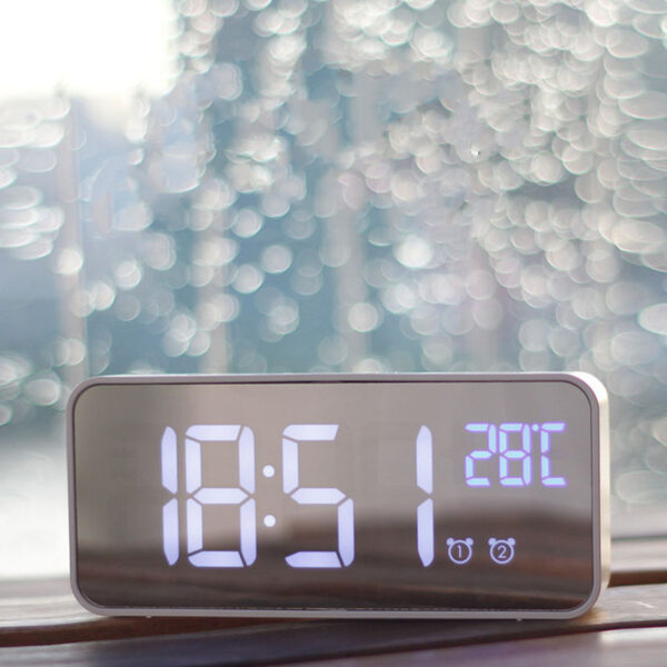 Music LED Digital Alarm Clock Temperature Date Display Desktop Mirror Clocks Home Table Decoration Electronic Clock - Image 7
