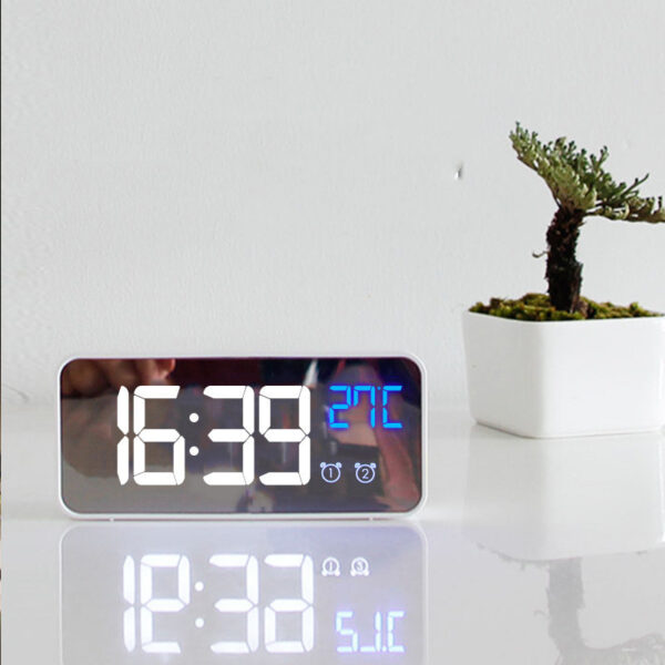 Music LED Digital Alarm Clock Temperature Date Display Desktop Mirror Clocks Home Table Decoration Electronic Clock - Image 3