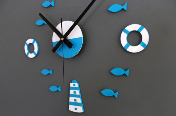 Mediterranean Nordic DIY Clock Lighthouse Rudder Lifebuoy Small Fish Clock DIY Wall Clock - Image 7