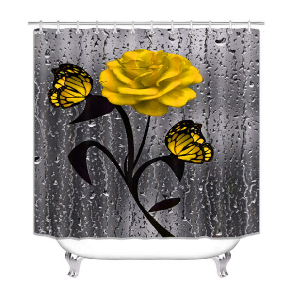 Waterproof Polyester Flower Bathroom Hotel Shower Curtain - Image 5