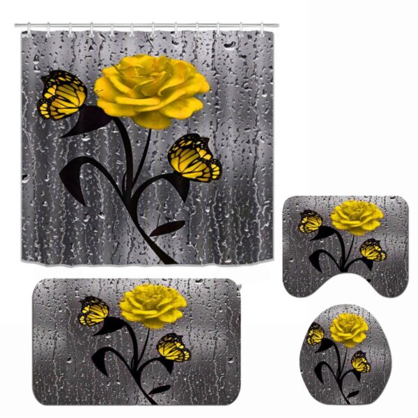 Waterproof Polyester Flower Bathroom Hotel Shower Curtain - Image 4