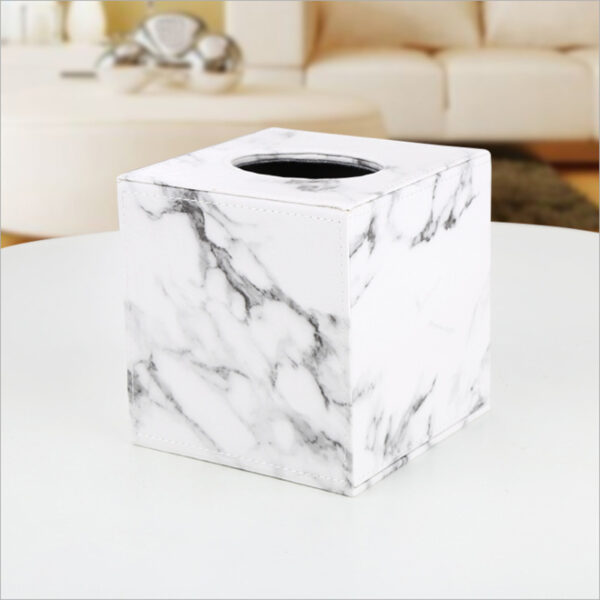 Hotel Hotel Classic Retro Flower Spinning Square Tissue Tube Nordic Light Luxury Marble Pattern Living Room Coffee Table Tissue Box - Image 2