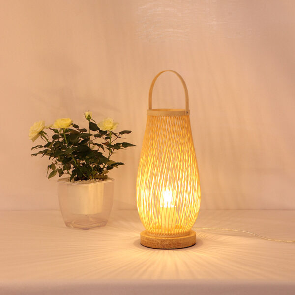 Japanese Style Hotel Bedside Lamp Modern Minimalist Bamboo Weaving - Image 2