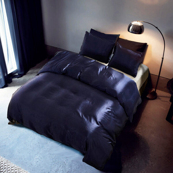Hotel Home Solid Color Imitated Silk Luxury Satin 3pcs Comforter Bedding Set - Image 2