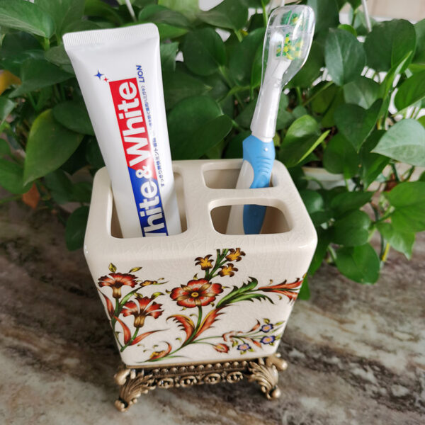 American Ceramic Toothbrush Holder Shelf Bathroom Storage Decoration - Image 3