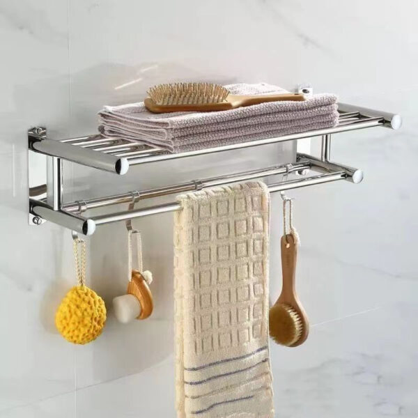 Punch-free Stainless Steel Hotel Hotel Toilet Storage Towel Rack