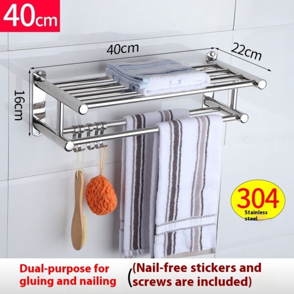 Punch-free Stainless Steel Hotel Hotel Toilet Storage Towel Rack - Image 4