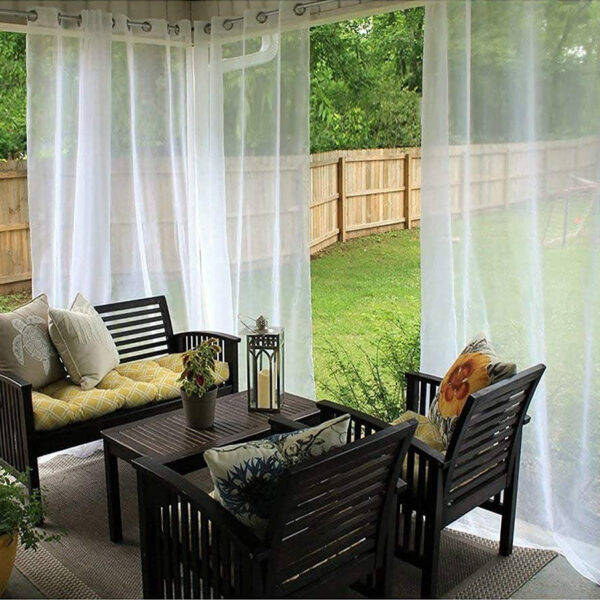Outdoor Shading Door Curtain Waterproof Curtain Pavilion Balcony White Mesh Curtains Terrace Window Screen - Image 3