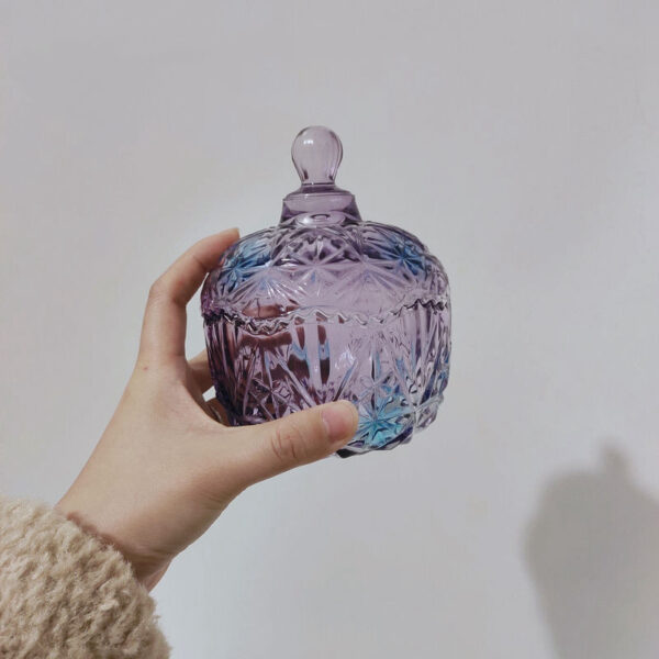 Retro Glass Sugar Jar Storage Jar Cotton Swab Jar - Image 9