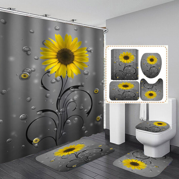Floral Printing Series Polyester Shower Curtain - Image 5