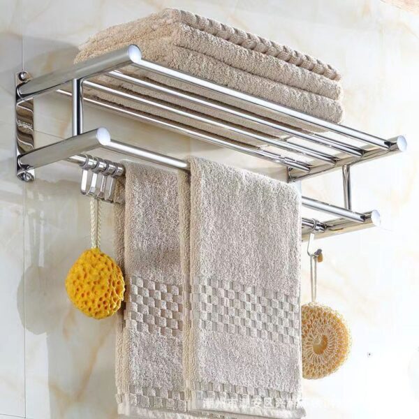 Punch-free Stainless Steel Hotel Hotel Toilet Storage Towel Rack - Image 5