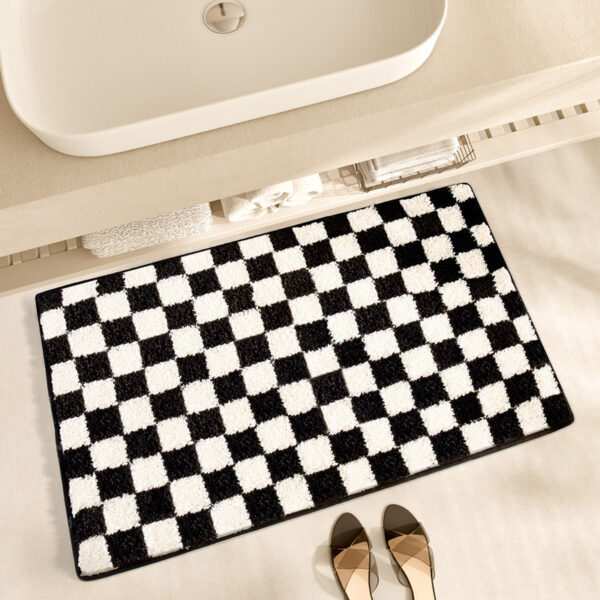 Simple Plaid Bathroom Absorbent Bathroom Anti-slip Mats Carpet - Image 3