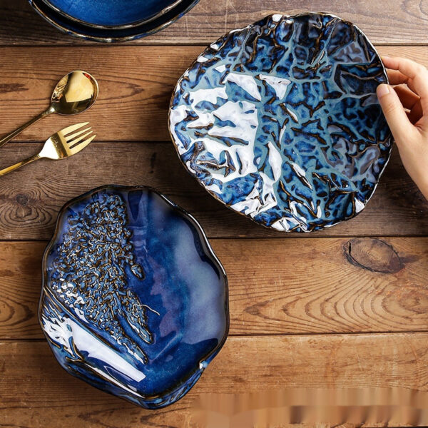 Creative Kiln Baked Ceramic Plate Special-shaped Plate Plate High-end Hotel Snack Dish Salad Dish Cold Dish Fruit Plate - Image 3