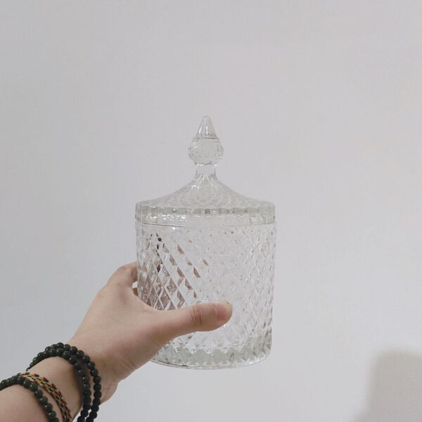 Retro Glass Sugar Jar Storage Jar Cotton Swab Jar - Image 7