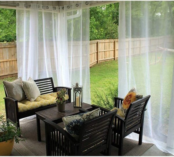 Outdoor Shading Door Curtain Waterproof Curtain Pavilion Balcony White Mesh Curtains Terrace Window Screen - Image 5