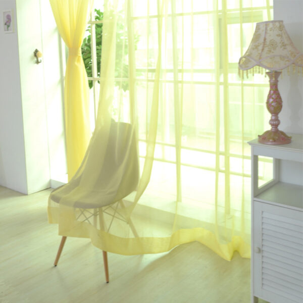 Solid Color Glass Mesh Curtains Transparent Color Ready-made Curtain Punch-free - Image 3