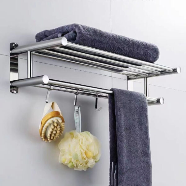 Punch-free Stainless Steel Hotel Hotel Toilet Storage Towel Rack - Image 7
