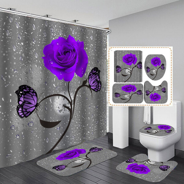Floral Printing Series Polyester Shower Curtain - Image 7