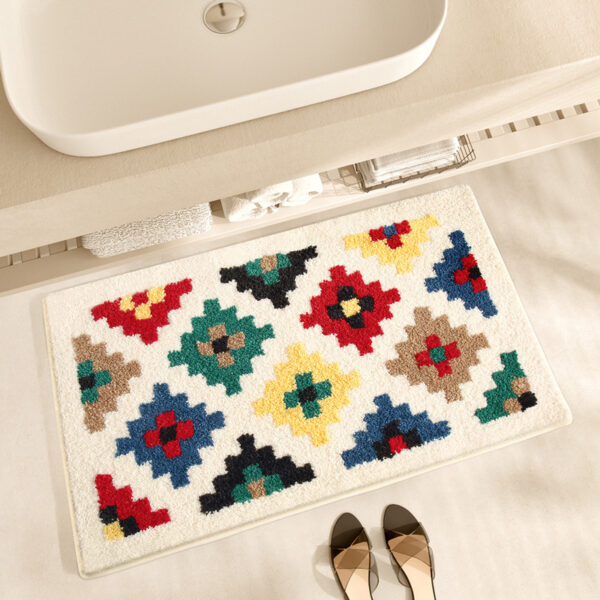 Simple Plaid Bathroom Absorbent Bathroom Anti-slip Mats Carpet - Image 4