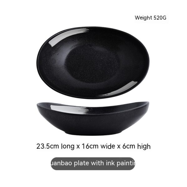 Japanese-style Ceramic Salad Dish Deep Plates Oval Ingot Plate - Image 6