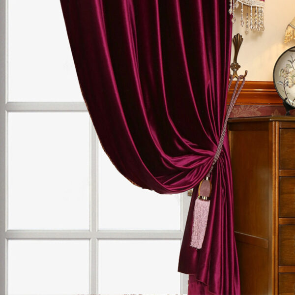 Luxury Festive Velvet Red Bedroom, Living Room, Water Wave Curtains, Wedding Room, Blackout Curtains - Image 2