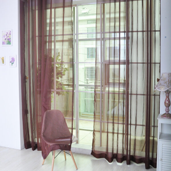 Solid Color Glass Mesh Curtains Transparent Color Ready-made Curtain Punch-free - Image 5