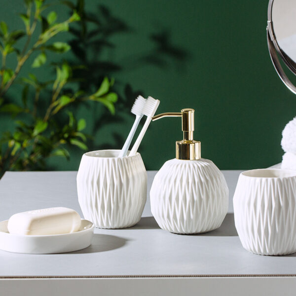 Nordic Bathroom Wash And Embossed Hotel Mouthwash Cup Set - Image 6