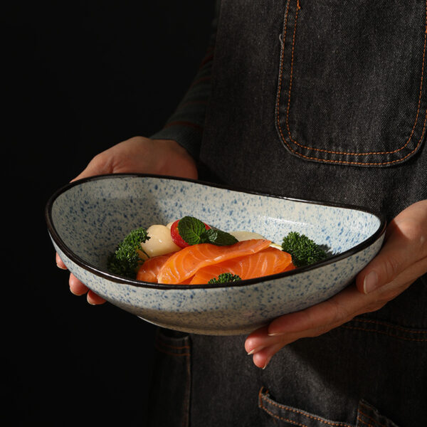 Japanese-style Ceramic Salad Dish Deep Plates Oval Ingot Plate - Image 2