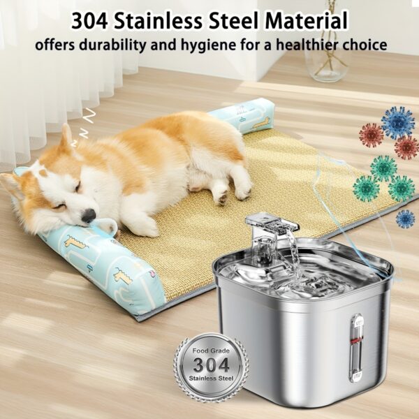 Cat Water Fountain, Stainless Steel Pet Water Fountain For Cats Inside, 3 Filters&Ultra-Quiet Pump, 73oz Automatic Dog Dispenser Water Bowl, Multiple Pets Water Fountain - Image 5