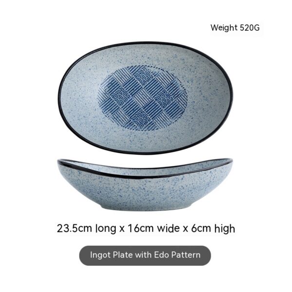 Japanese-style Ceramic Salad Dish Deep Plates Oval Ingot Plate - Image 7