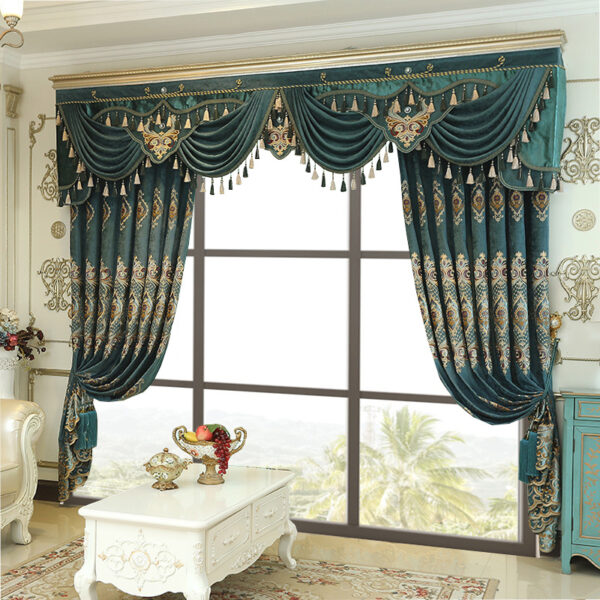 Luxury Elegant High-end Embroidered Curtains, Blackout Living Room Bedroom Villa, Velvet Curtains, Finished 2-piece - Image 5