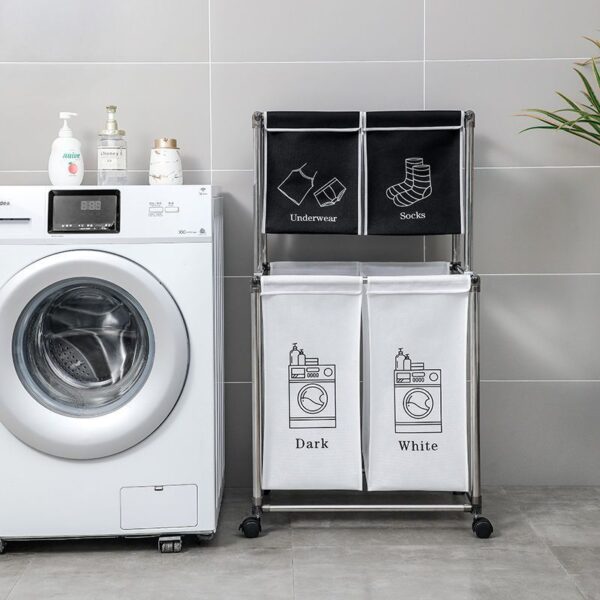 Simple Multi-layer Bathroom Storage Dirty Clothes Basket - Image 2