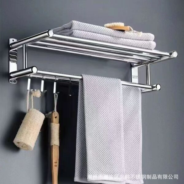 Punch-free Stainless Steel Hotel Hotel Toilet Storage Towel Rack - Image 2