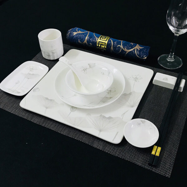 Chinese Restaurant Hotel Set Table Ceramic Dishes Tableware Set - Image 2
